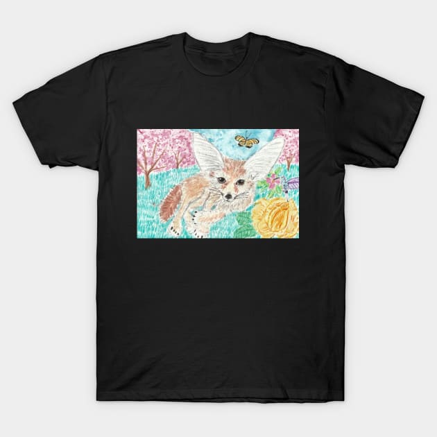 Fennec fox watercolor painting T-Shirt by SamsArtworks